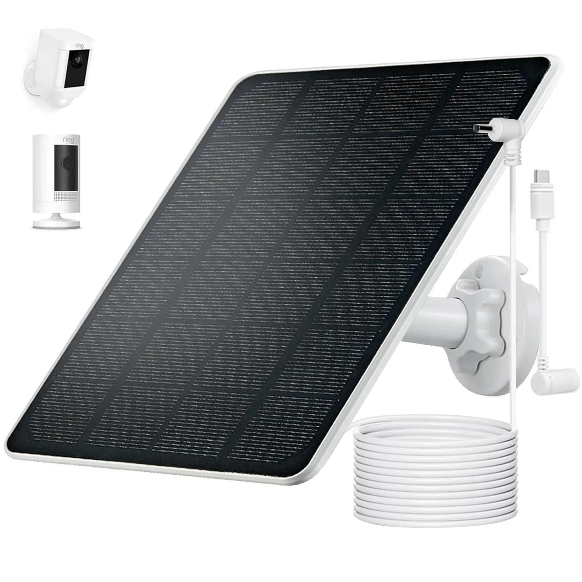 Rectangular blue solar panel with 360° wall mount and 9.8ft cable