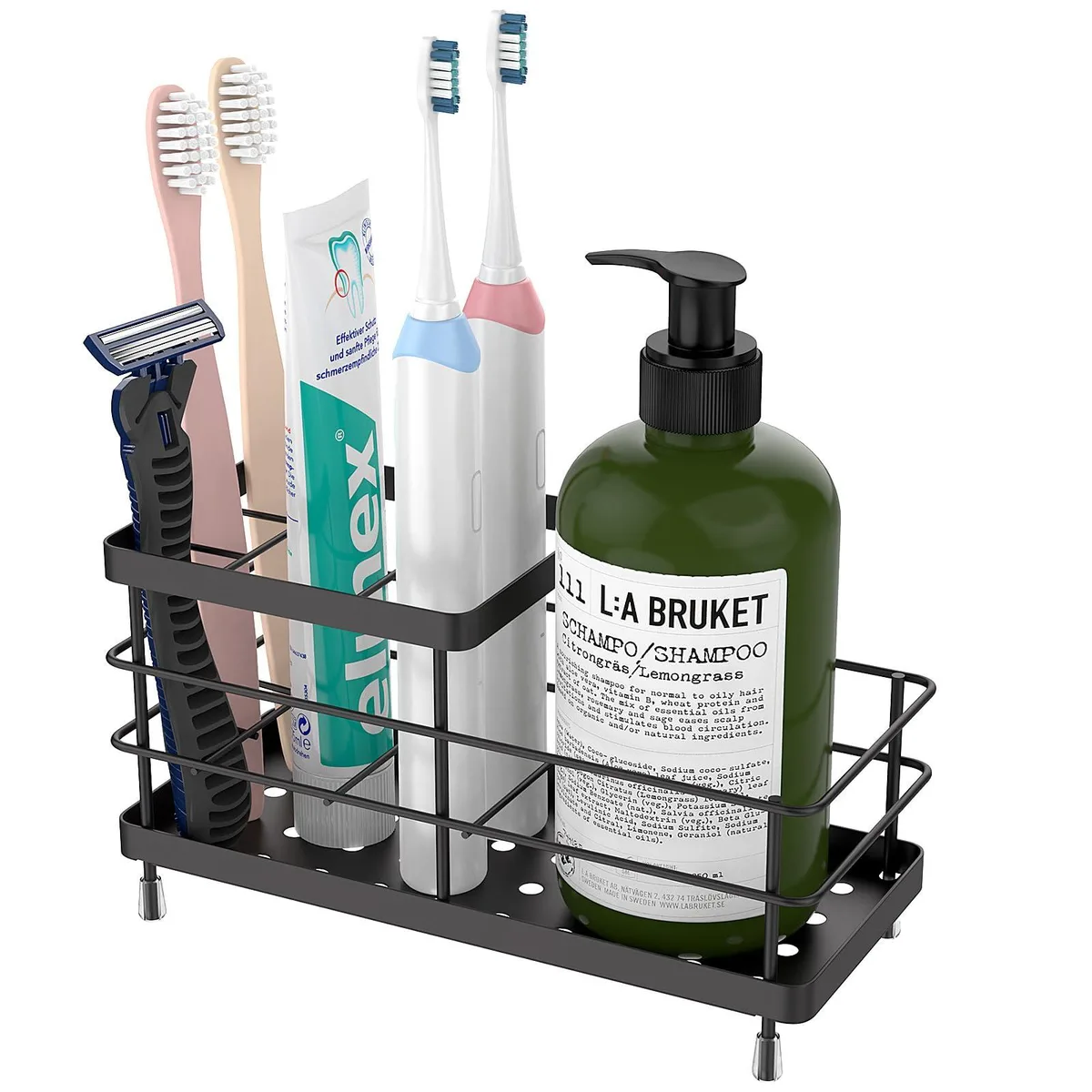  Luxspire Toothbrush Holder 6 Slots Stainless Steel Black — product photo