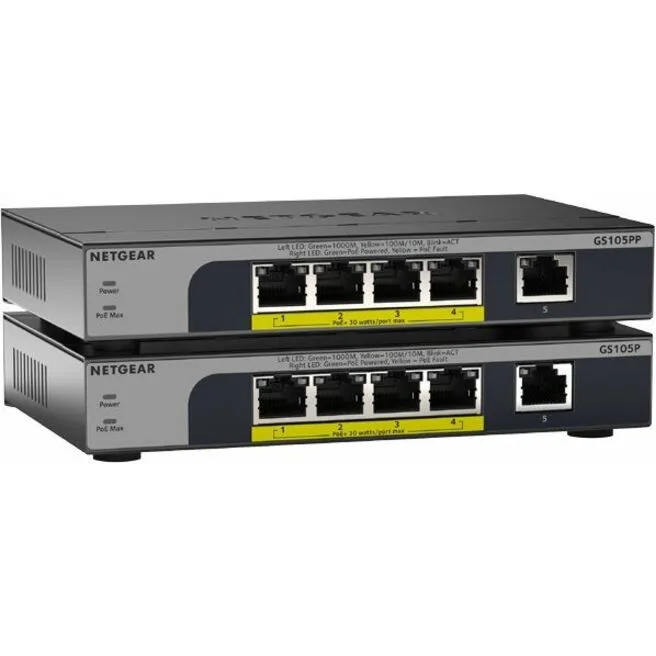 Netgear Inc. Netgear Inc. GS105PP-300NAS 5-Port Gigabit PoE+ Switch 83W — product photo