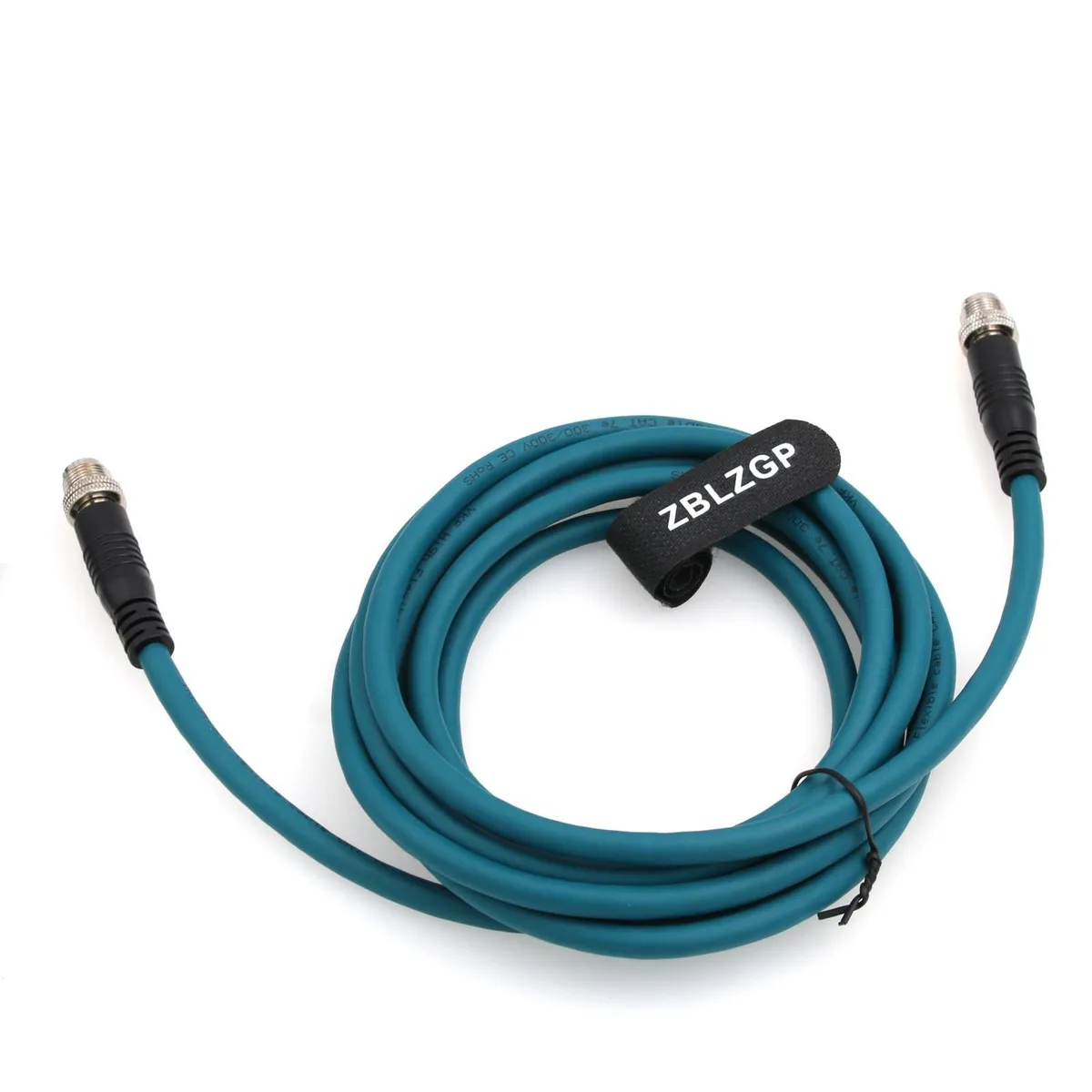 Black industrial Ethernet cable with M12 X-code and RJ45 connectors, IP67 rated, 3 metre length