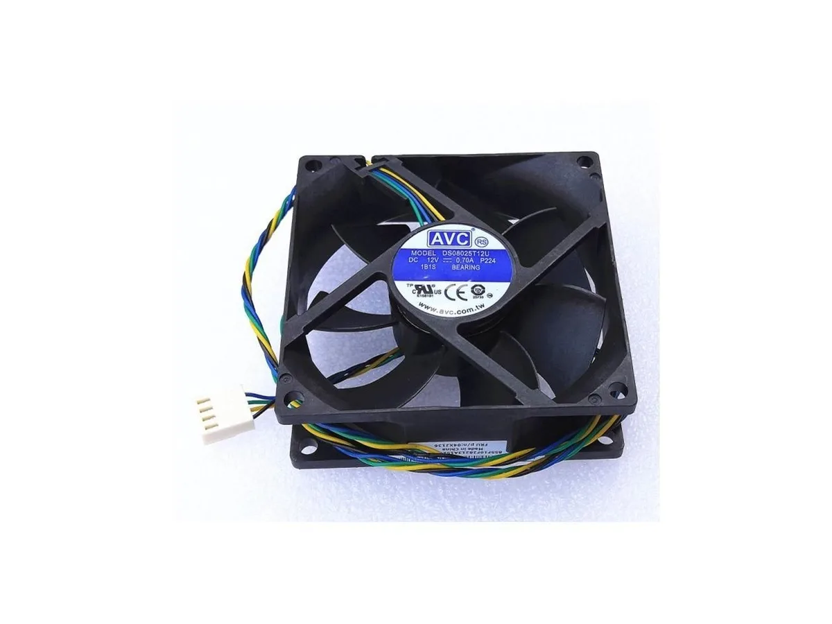 Black 80 mm square case fan 25 mm thick 4-pin connector 59 cm cable