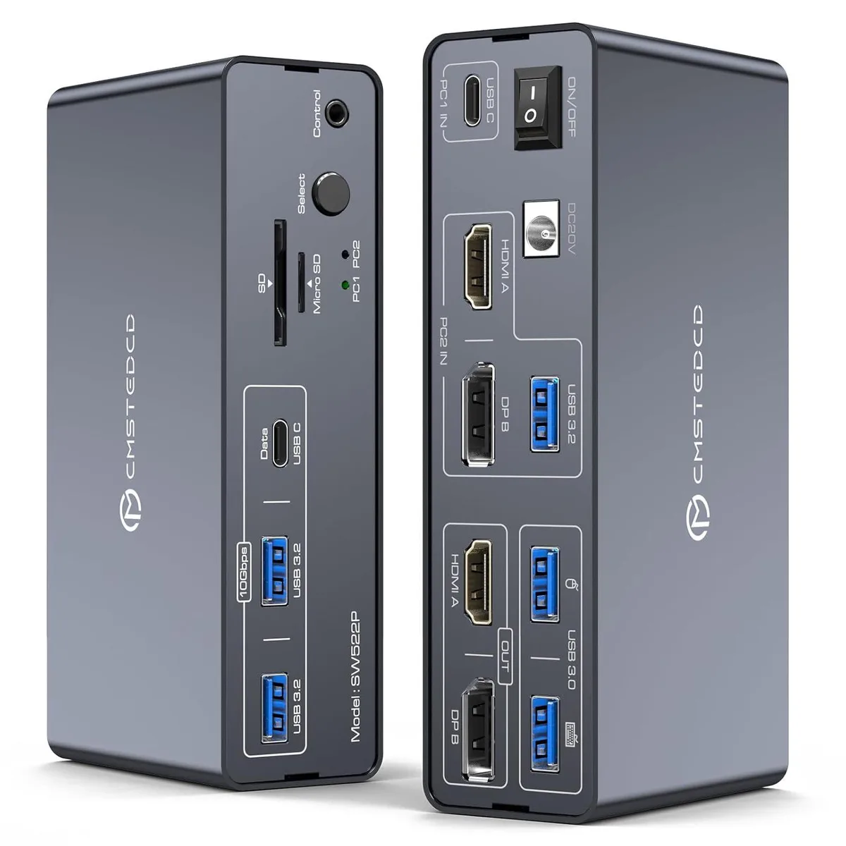 SMA SMA SW522P KVM Switch 2 Monitors 2 Computers 13-in-1 Dock 100W PD — product photo