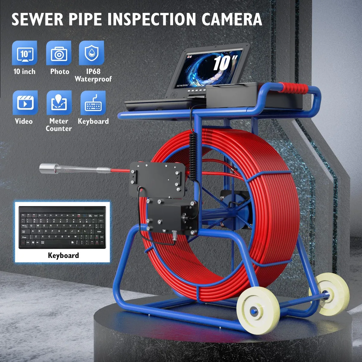 visiPower visiPower 2MP Sewer Pipe Camera 10" 16GB 32mm 80m 512Hz — product photo