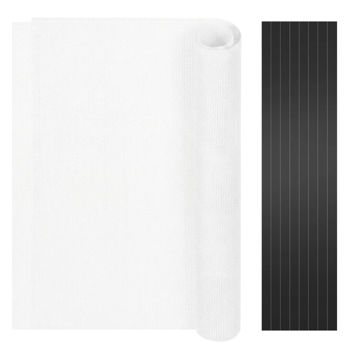 Two white rectangular PVC mesh filters with magnetic frame strips, 400x300mm