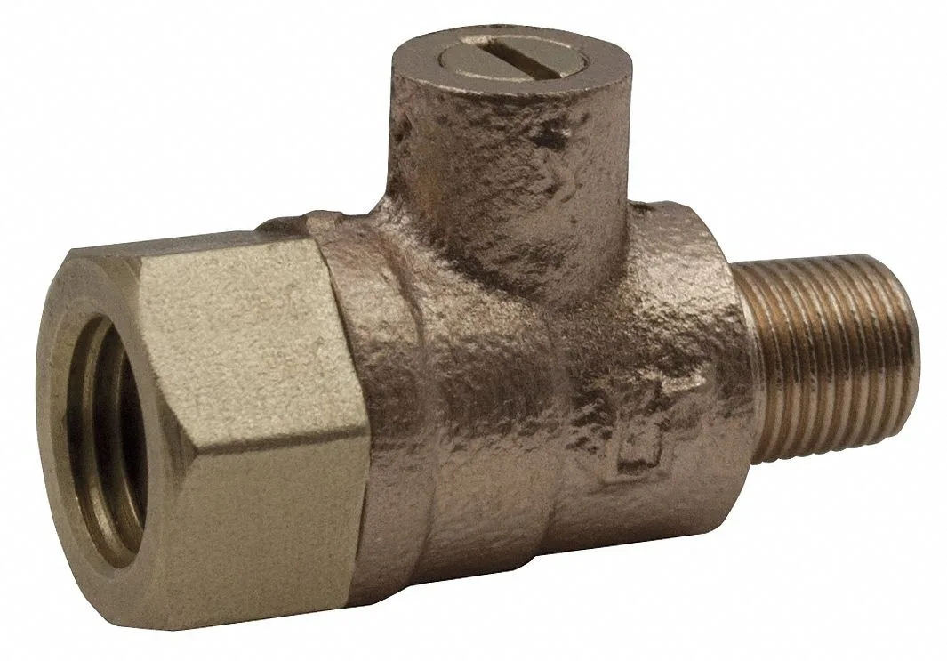 Small brass test cock with male and female threaded ends