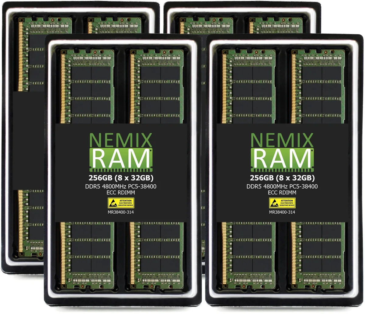 NEMIX RAM NEMIX RAM 256GB (8×32GB) DDR5 4800 ECC RDIMM memory upgrade for ASUS K14PA-U12 EPYC 9004 — product photo
