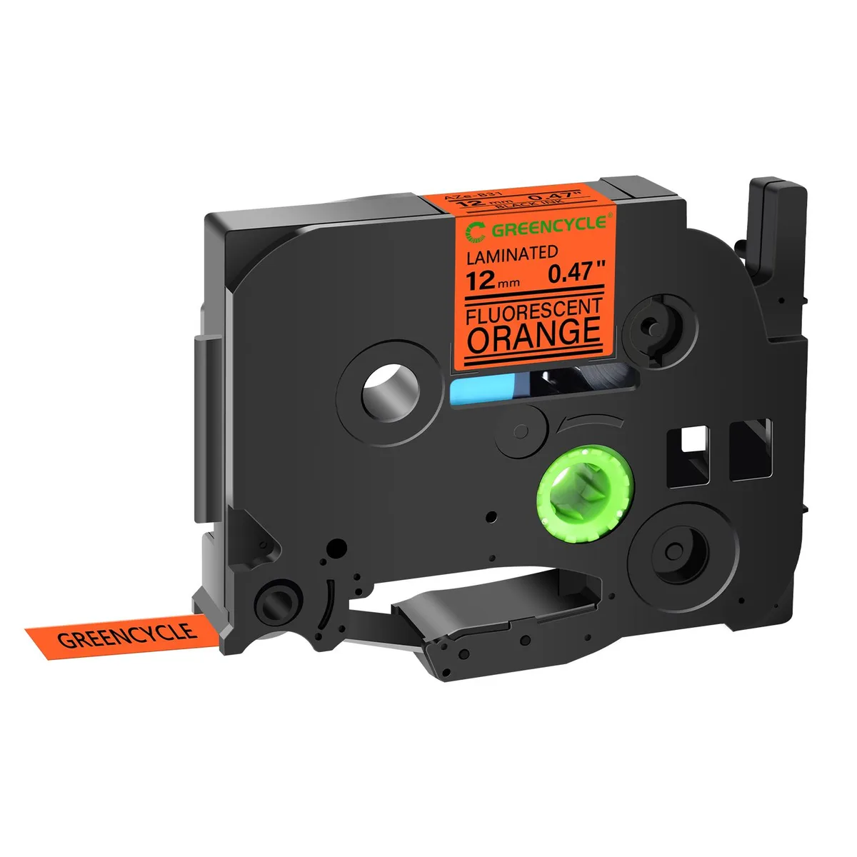 GREENCYCLE GREENCYCLE TZe-B31 12mm Black on Fluorescent Orange label — product photo