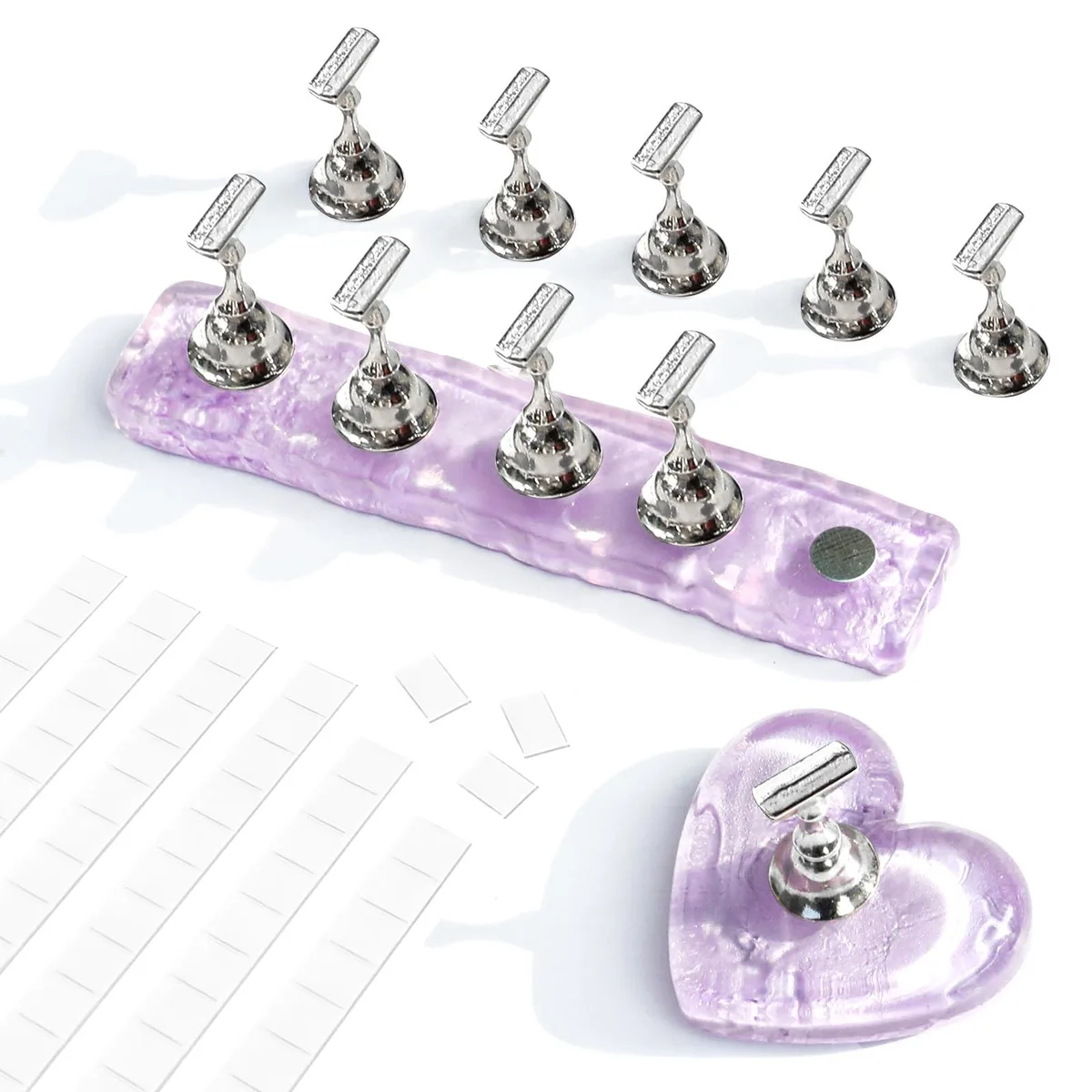  BQAN Acrylic Nail Holder Stand 10 Holders 96 Putty Purple — product photo