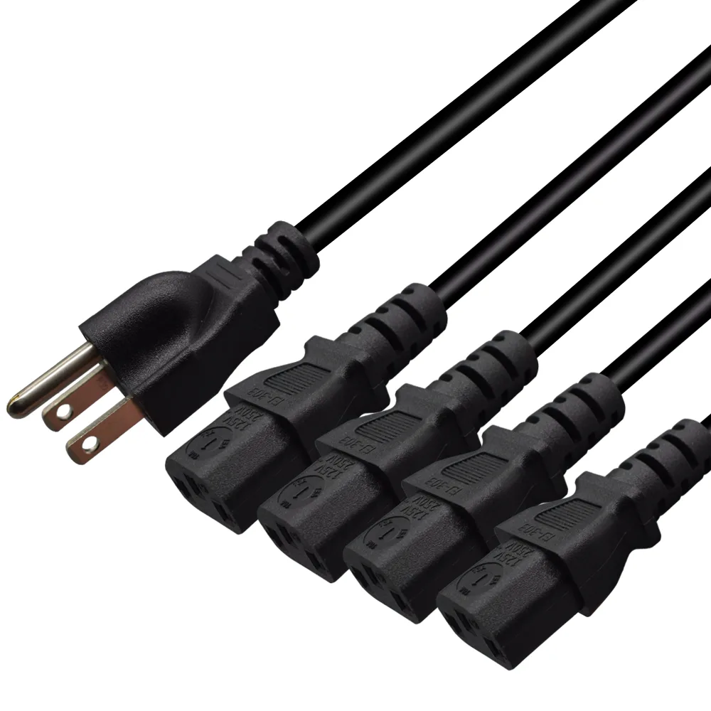TeKit TeKit JD3270 10ft NEMA 5-15P to 4x C13 Y-splitter power cord — product photo