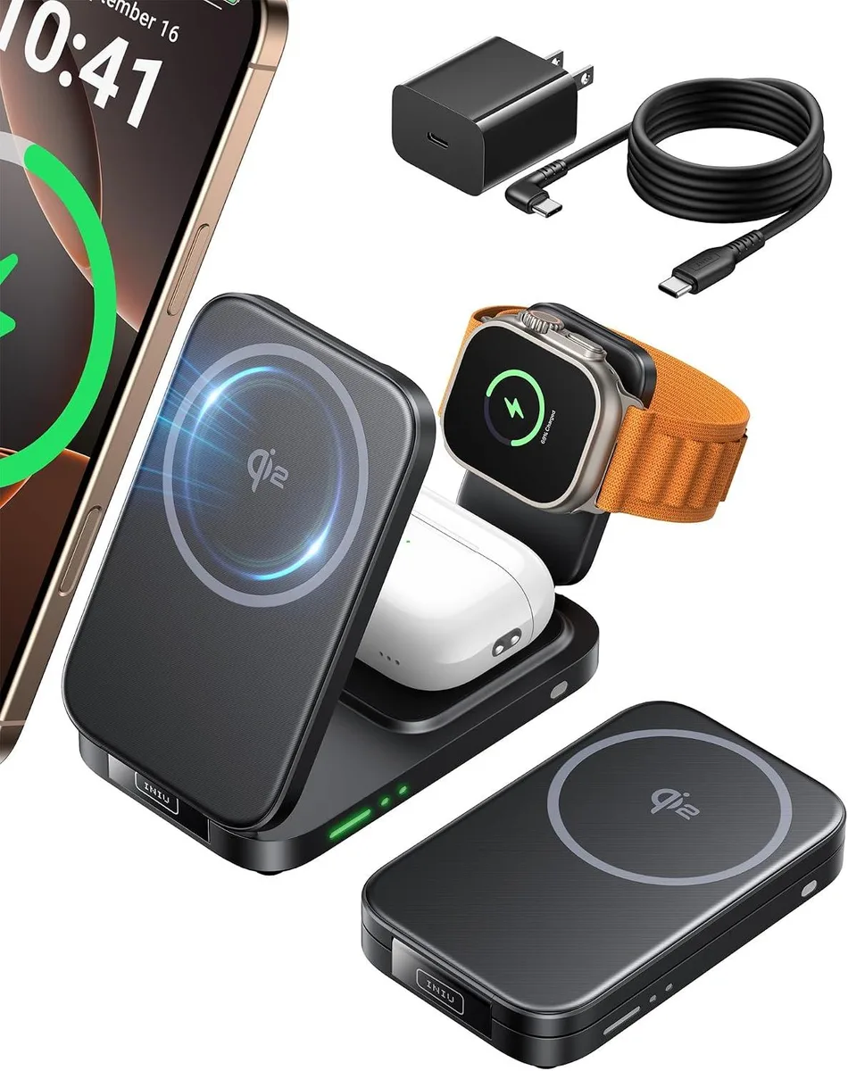 Luisport Luisport 3-in-1 Foldable Qi2 Wireless Charger 15W MagSafe Stand — product photo