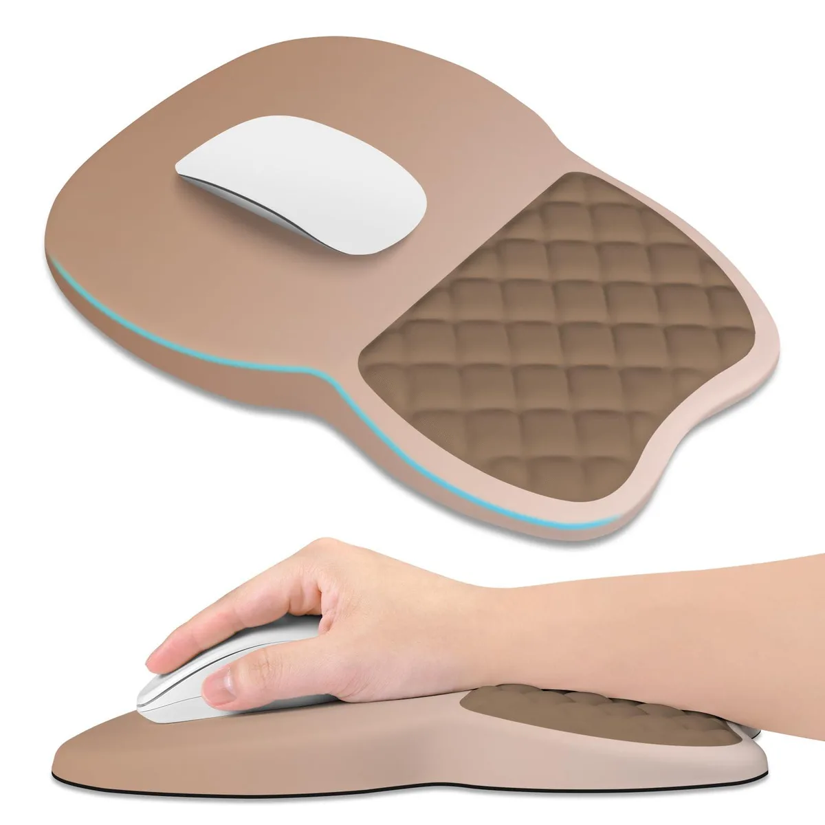 Keychron Ergonomic Mouse Pad Wrist Support Memory Foam 12 x 8 x 1.2 inch Soft Brown Gradient — product photo