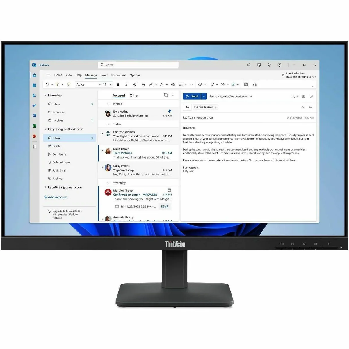 Lenovo Lenovo 64B5KAT1UZ 23.8" FHD IPS 100Hz monitor — product photo