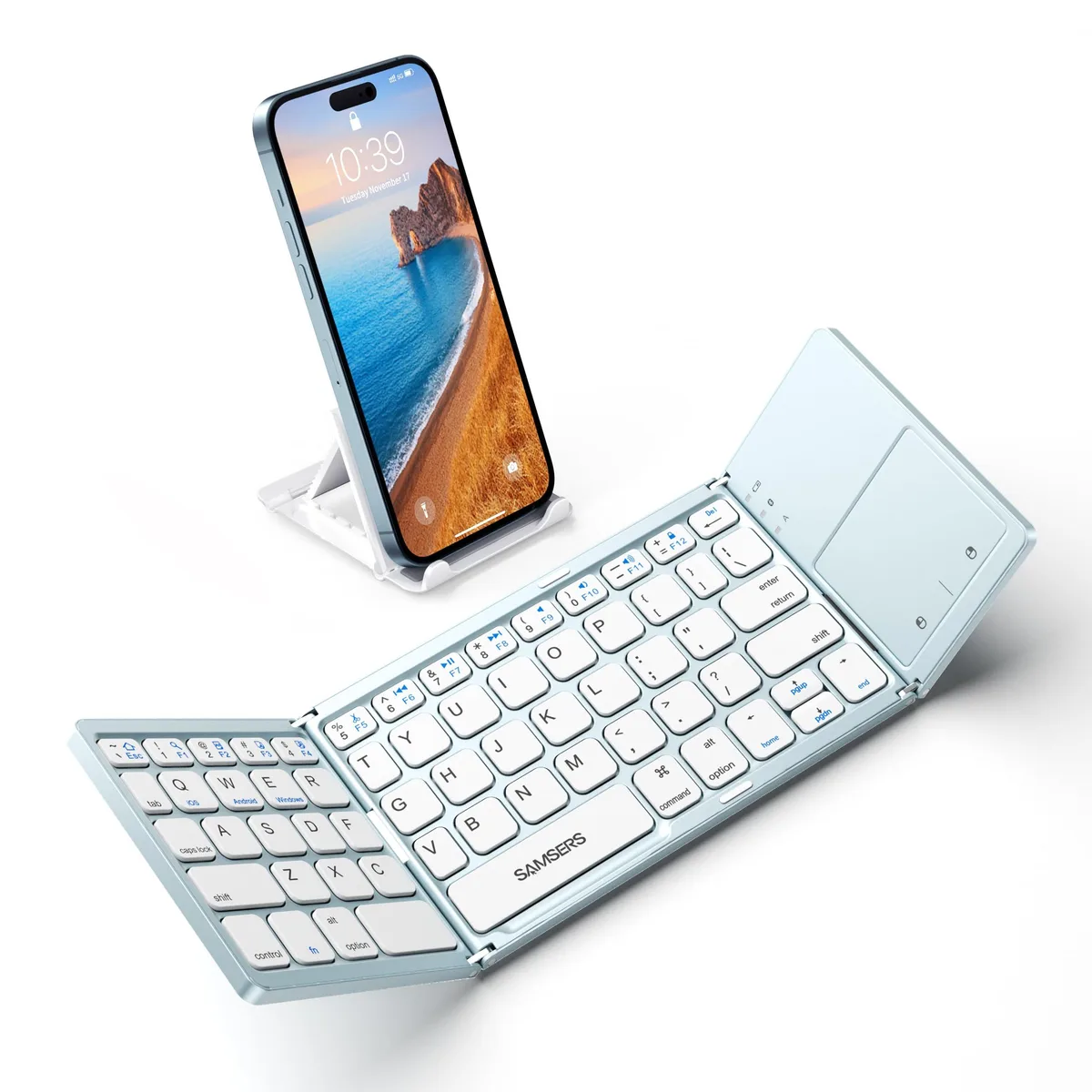 DNBeffulgent DNBeffulgent KT03 Foldable Bluetooth Keyboard with Touchpad, Blue — product photo