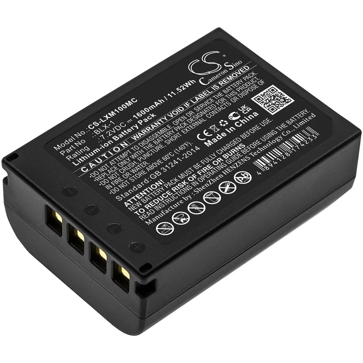 Cameron &amp; Co Cameron &amp; Co DS-CS-LXM100MC 1600mAh 7.2V Li-ion camera battery — product photo