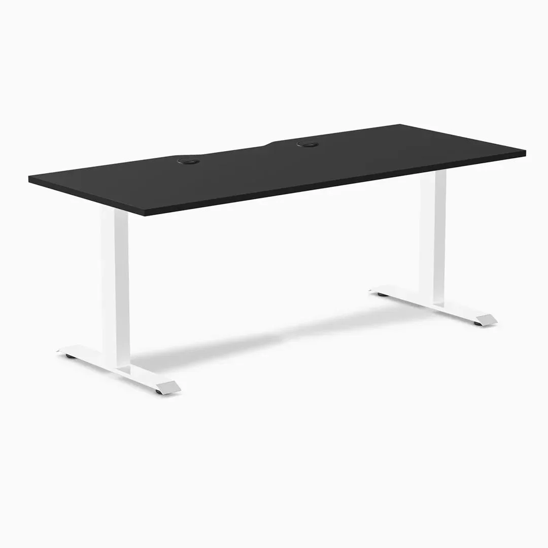 Desky Desky Zero Scalloped Laminate Office Desk Black/White 70.9 x 29.5 in with Grommets — product photo