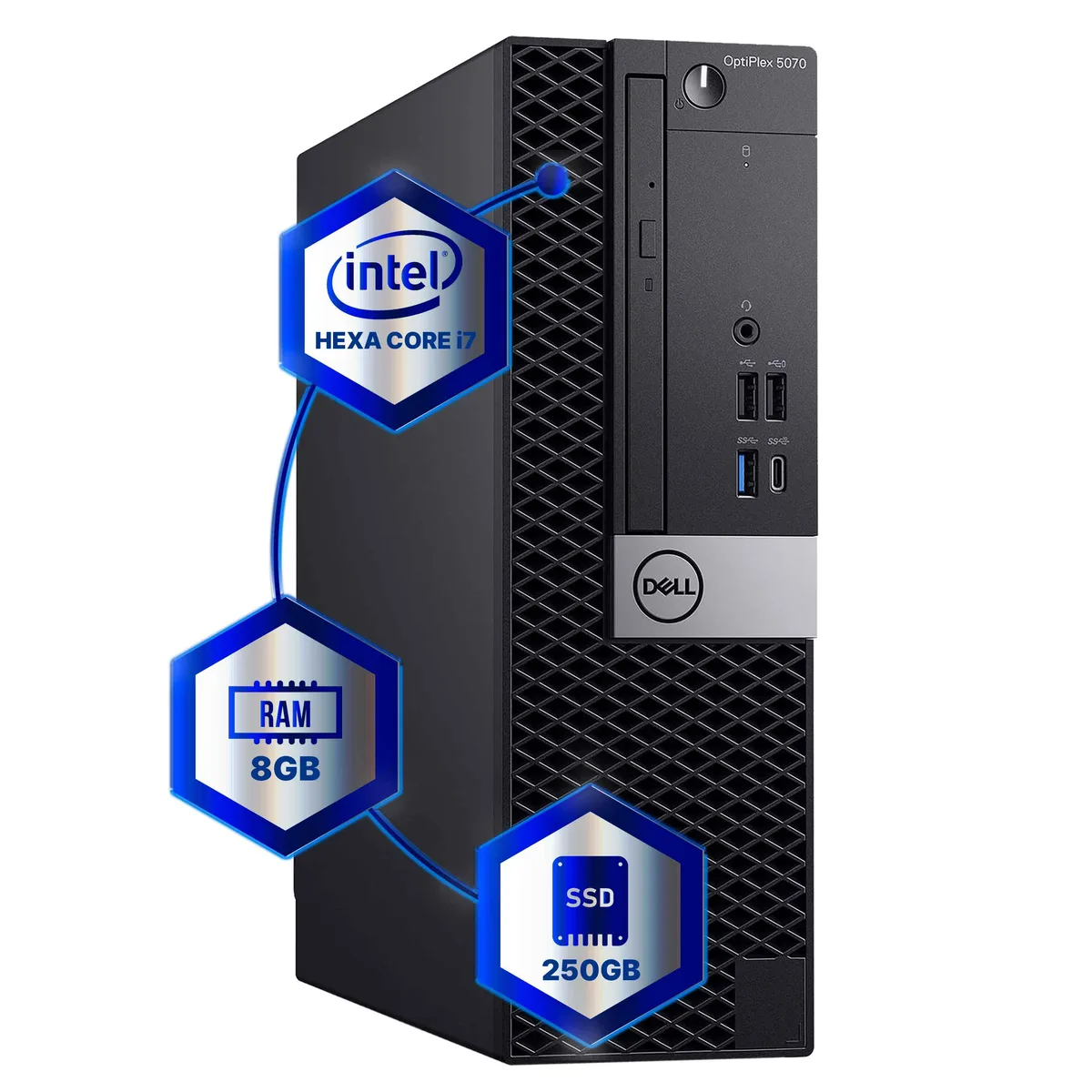 DELL Dell OptiPlex 5070 desktop PC i7-9700 3.40GHz 8GB DDR4 250GB SSD Windows 11 Pro — product photo