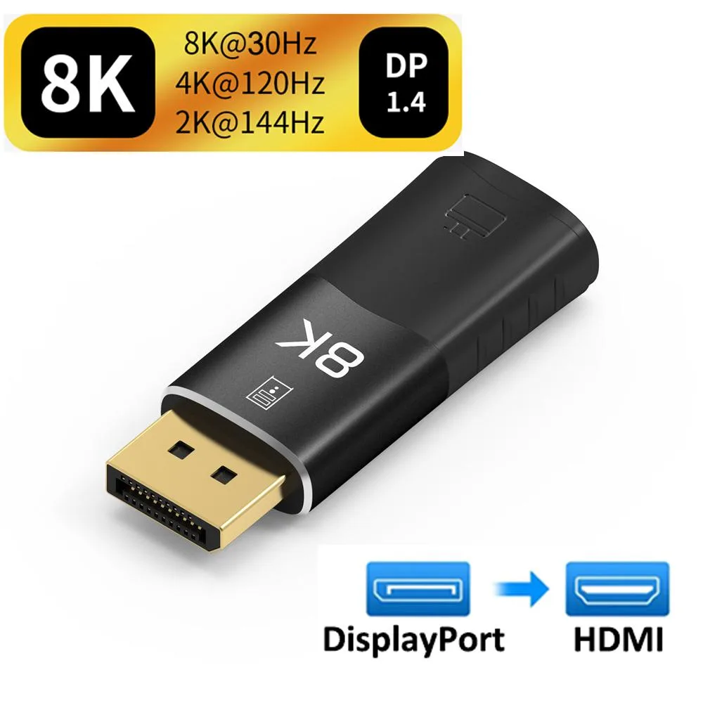 ESTONE ESTONE 8K DisplayPort to HDMI Adapter 7680x4320 30Hz 4K 120Hz DP1.4 HD2.1 Synaptics 6100 — product photo
