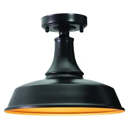 Vaxcel Dorado 12-inch dark bronze semi-flush outdoor light with open shade