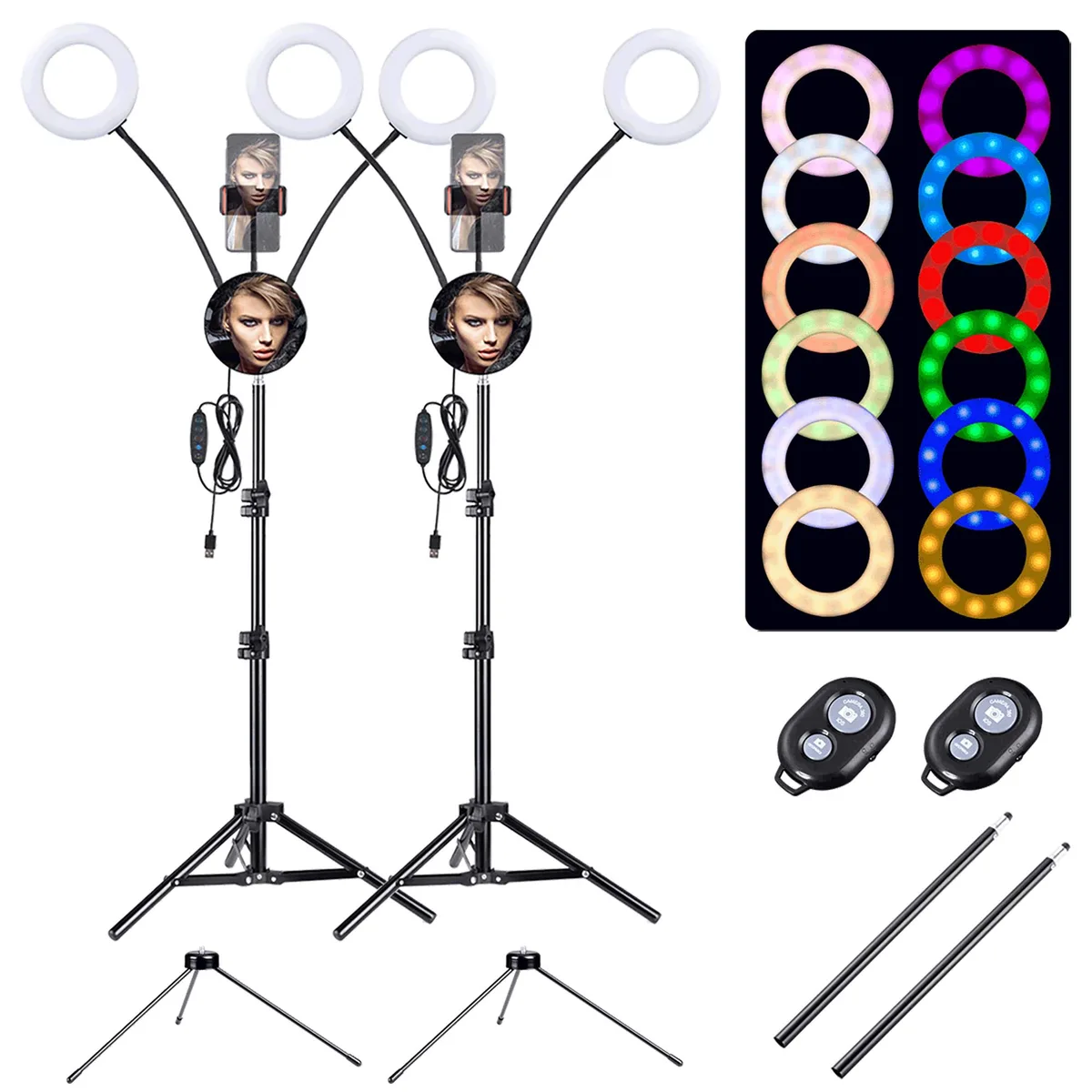 Yescom USA, Inc. Yescom USA, Inc. 01RLK010-RGB-6INX2 7" Dual LED Ring Light Studio Kit 2 Pack — product photo