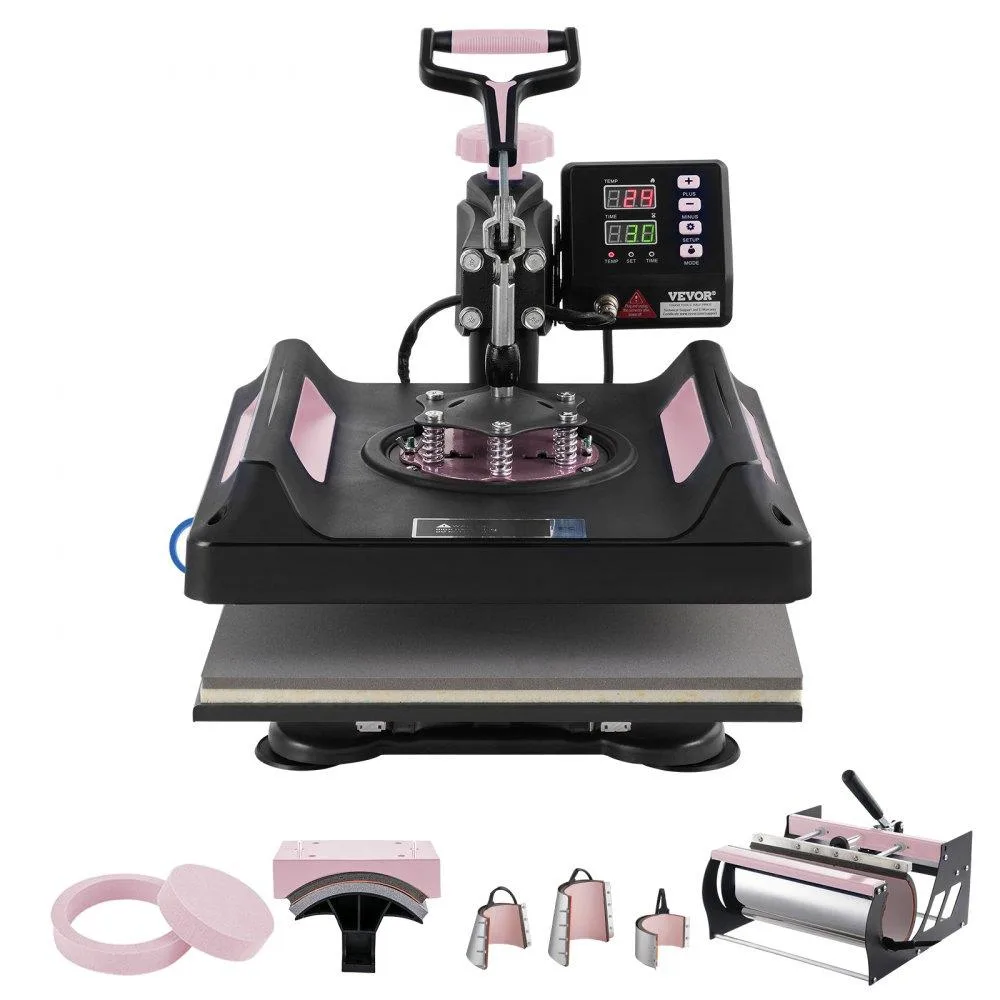 VEVOR VEVOR 8-in-1 Heat Press 15 x 15 in 30 oz Tumbler 360° Swing Away Teflon Black — product photo