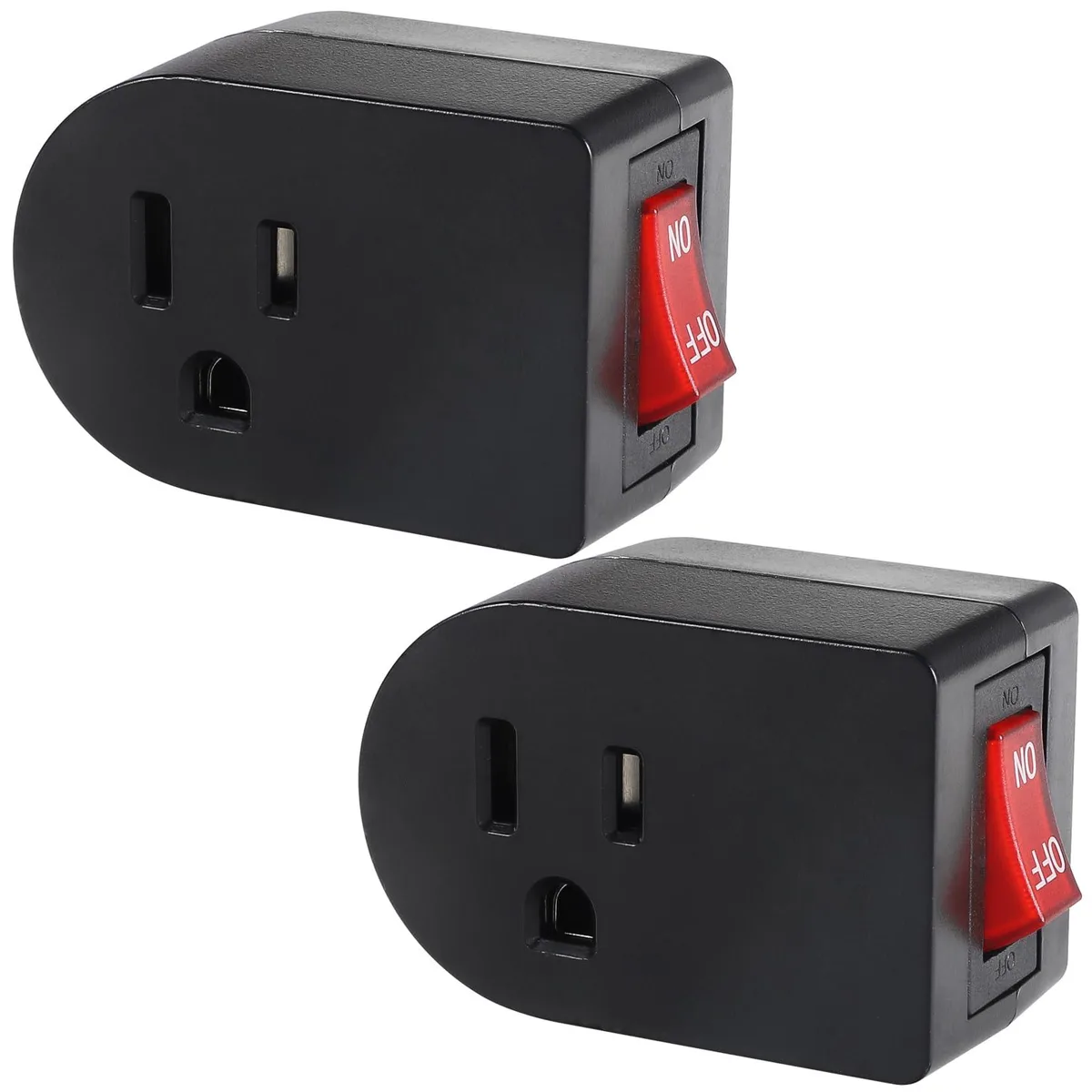  Grounded Outlet With ON/OFF Switch 2 Pack 15A 125V 1875W Black ETL Listed — product photo