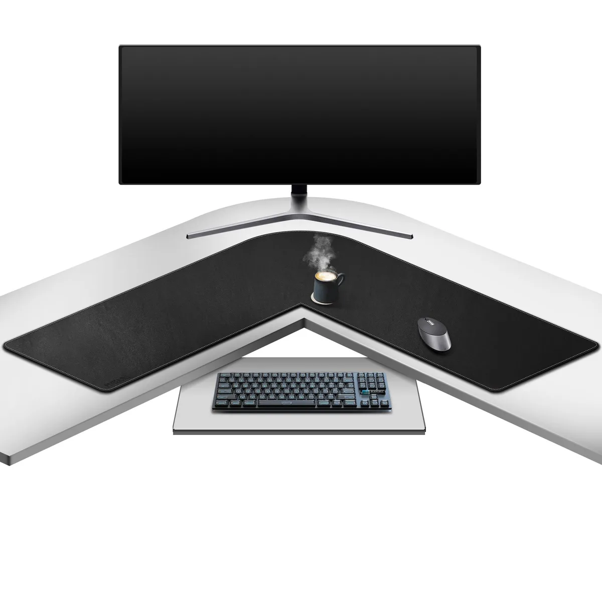  Keychron LDP-95-Black L-Shape Desk Pad 38" x 38" x 13" Black — product photo