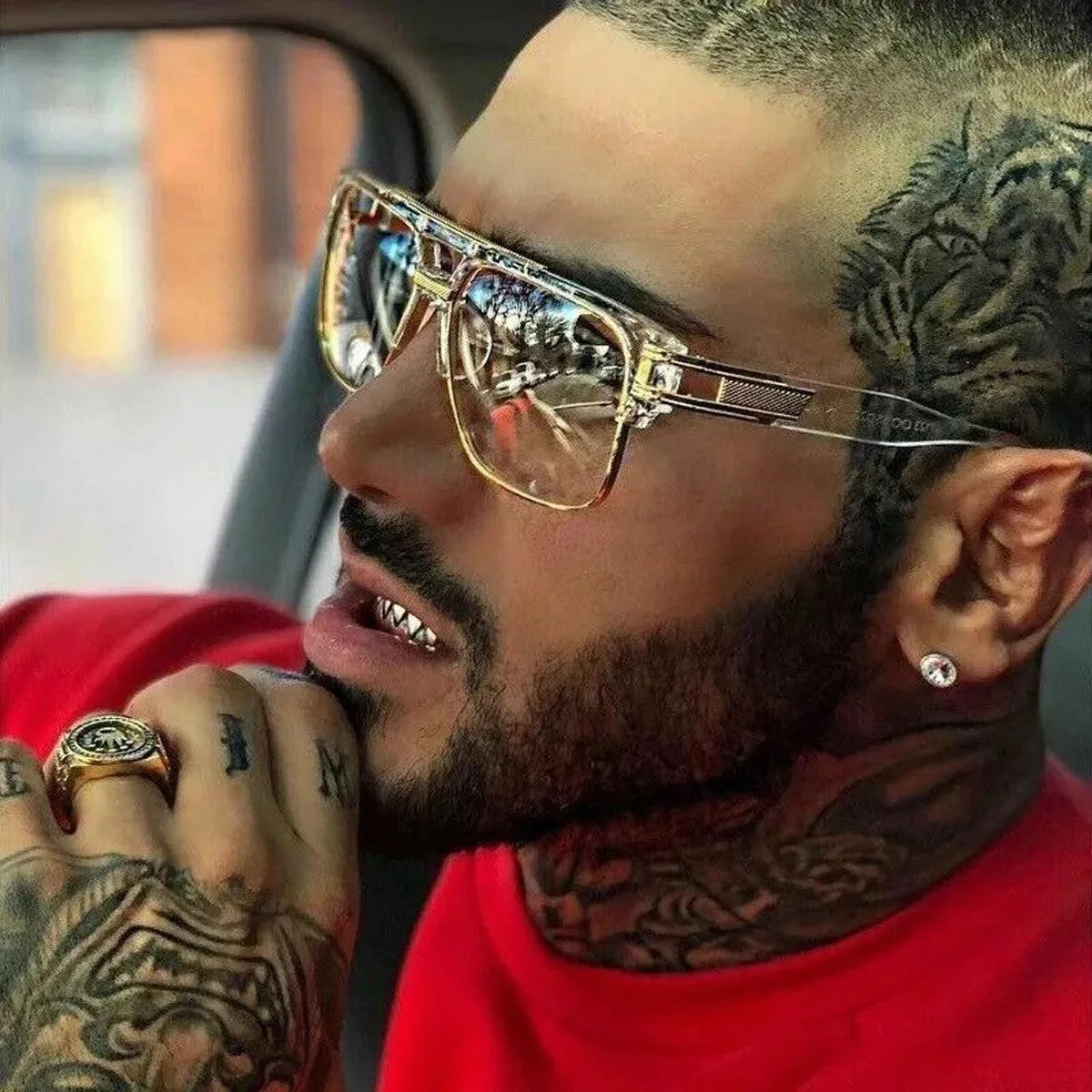 The Perfect Part The Perfect Part Men's Square Clear Gold Frame Sunglasses UV400 145mm — product photo