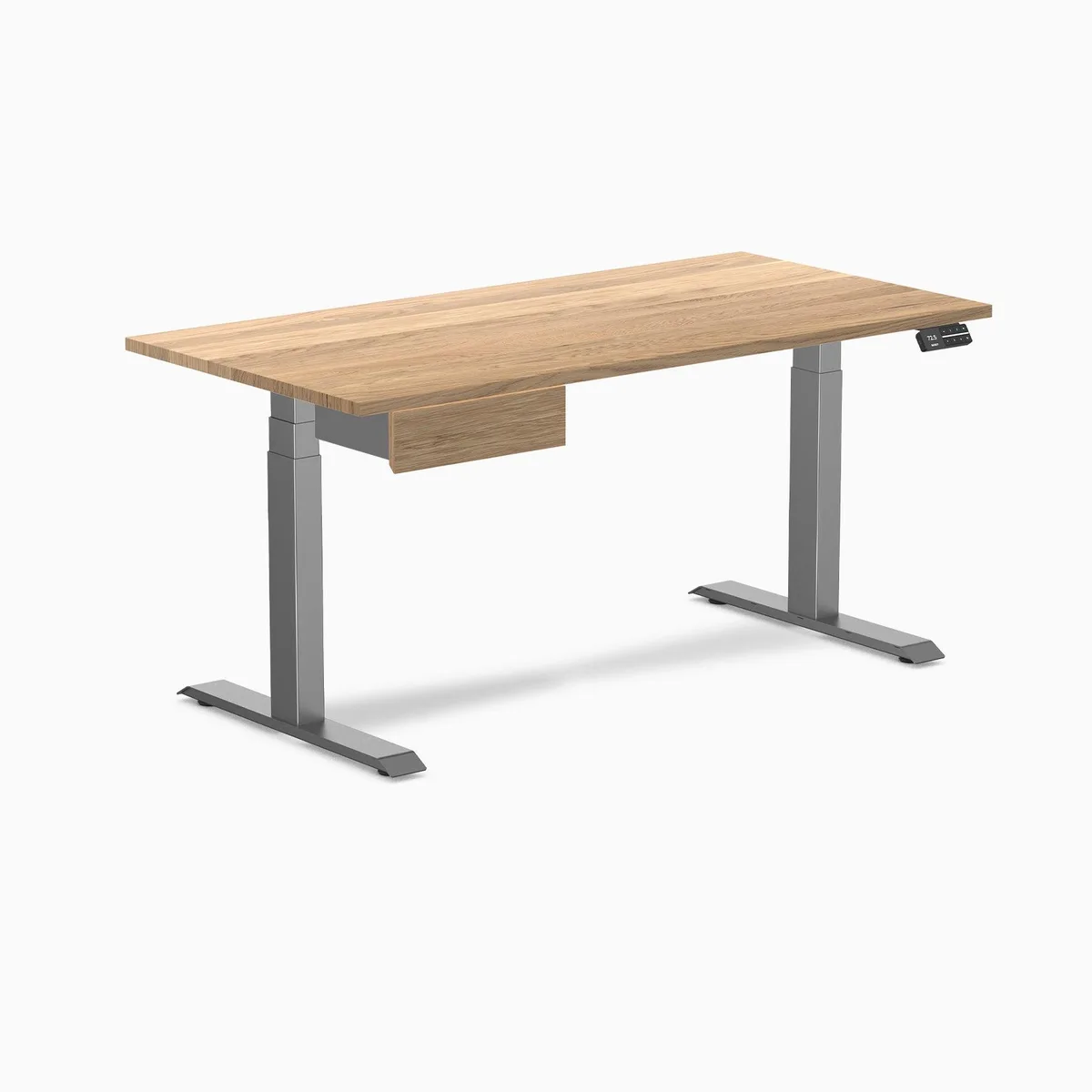 Desky Desky Dual Hardwood Standing Desk With Drawer White Oak Space Gray 60 x 30 in — product photo
