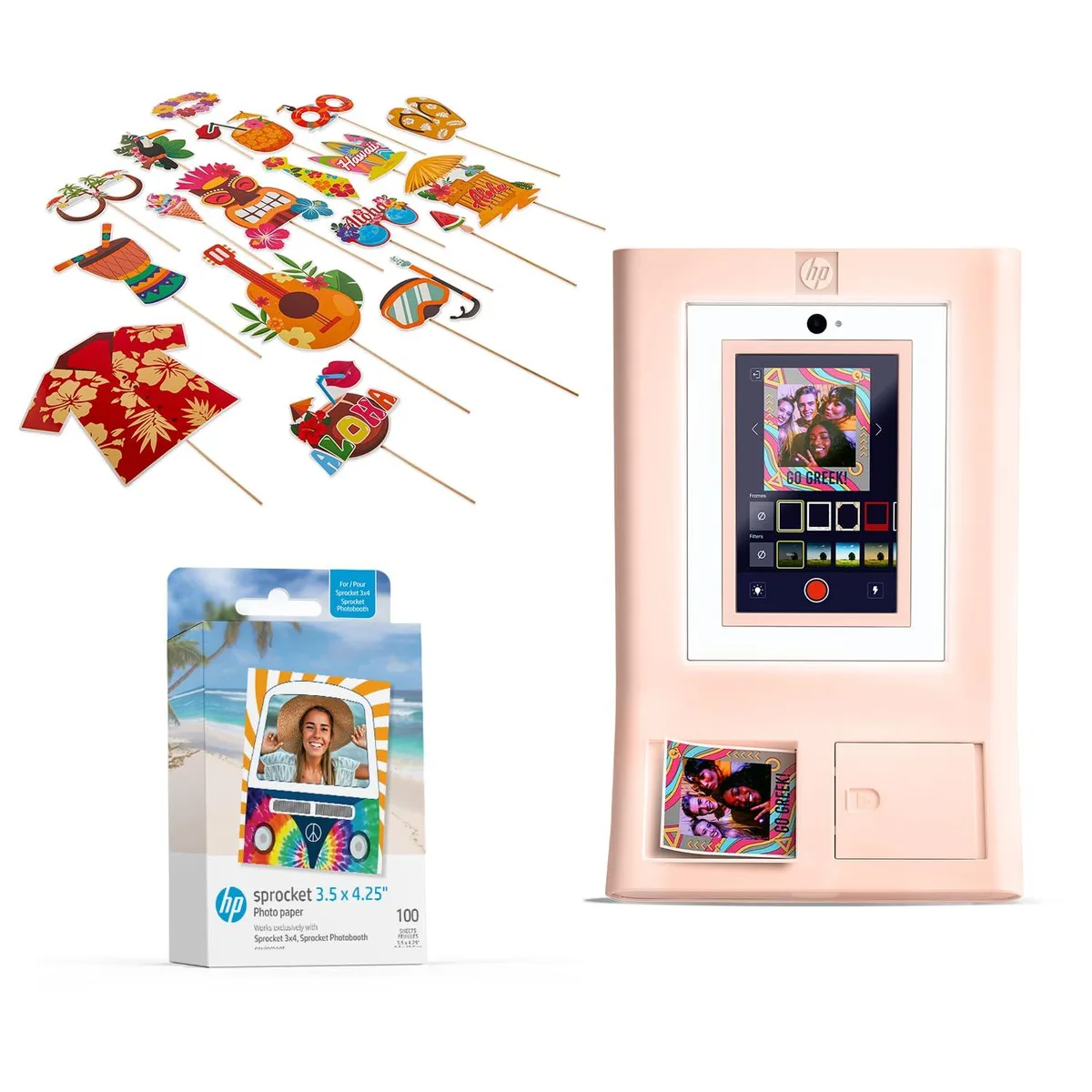 HP HP Sprocket Photo Booth Printer Pink Zink Paper 100 Sheets Props 30pc — product photo