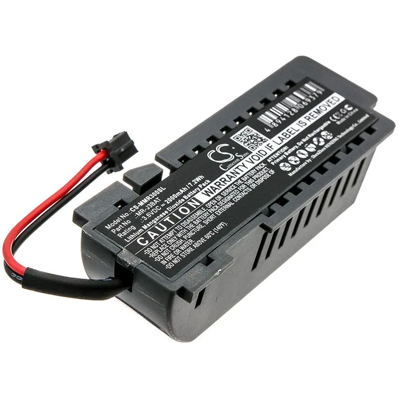 Small rectangular industrial replacement battery with label visible