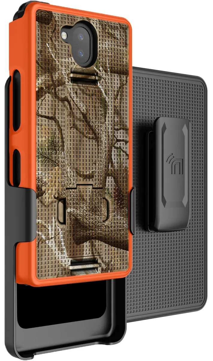 Nakedcellphone Nakedcellphone Kickstand Case + Belt Clip Holster Combo for Sonim XP10 5G (XP9900) Orange Hunter Camo — product photo