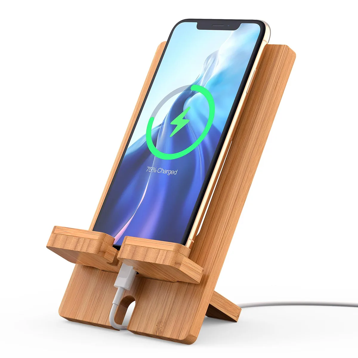 Beebo Beabo Beebo Beabo Desktop Bamboo Phone Mount with 1.5 cm Charging Hole — product photo
