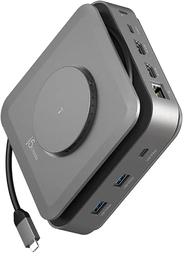 j5create j5create JCD3199 USB-C Dock Dual 4K HDMI 15W Wireless Charger — product photo