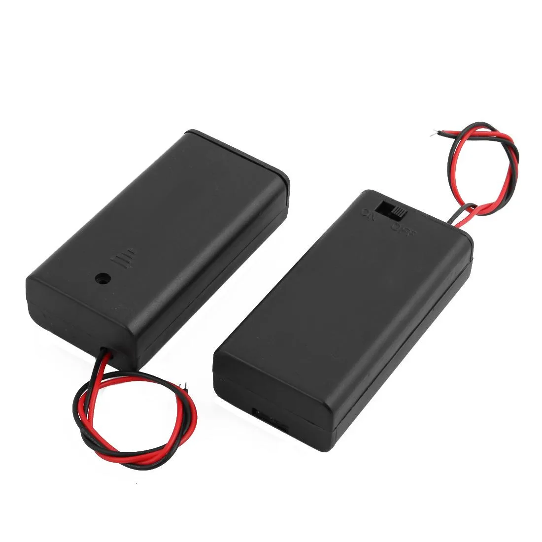 Five black ABS battery holders with 160mm wires and on-off switches