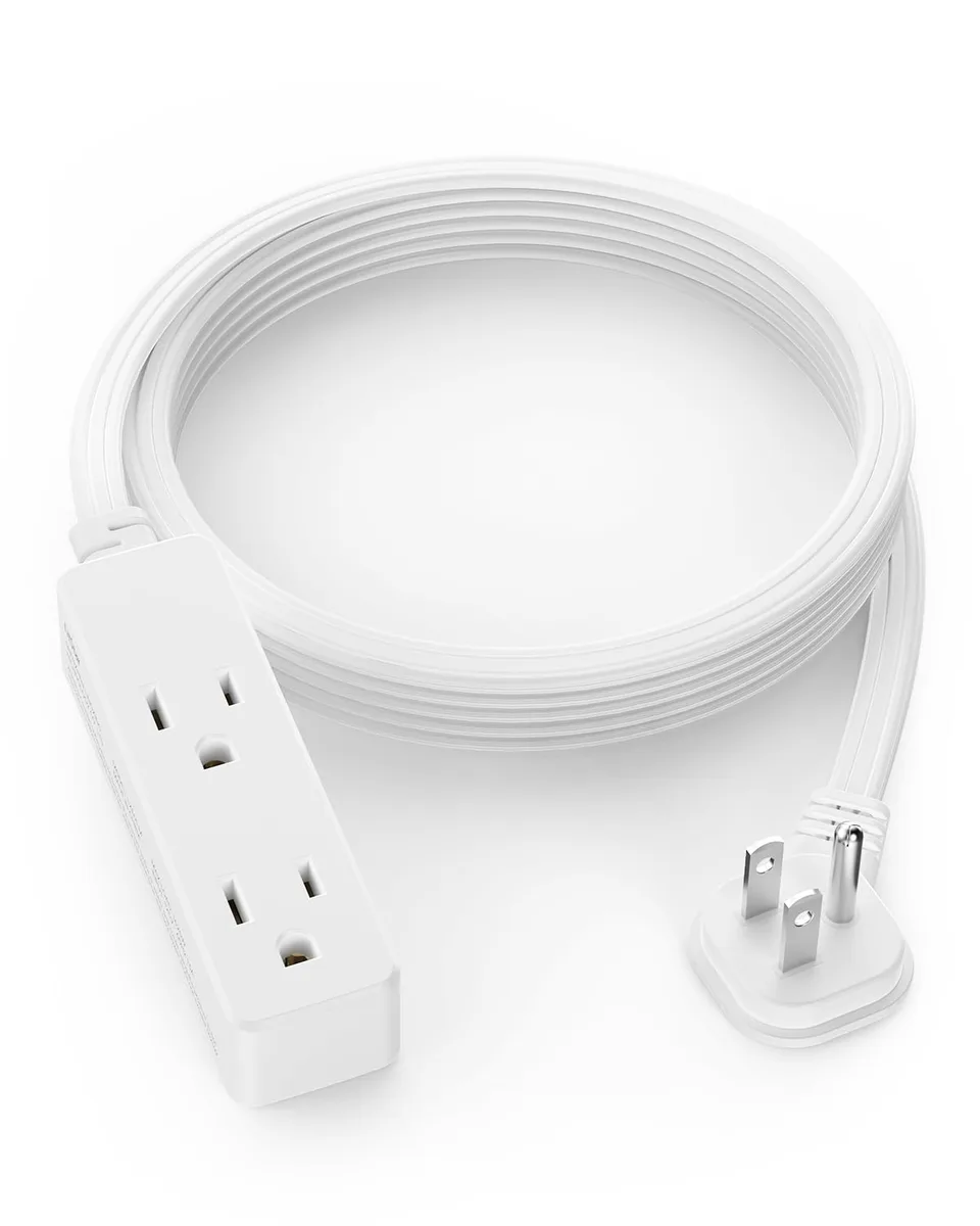  LitStar LXE01-MB-CP-6 6 ft White Flat Plug Extension Cord 3 Outlets 13A 1625W — product photo