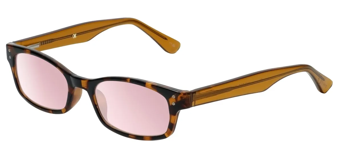 FL-41 Rusty Rose Pink colour therapy glasses with tortoise Havana brown frames