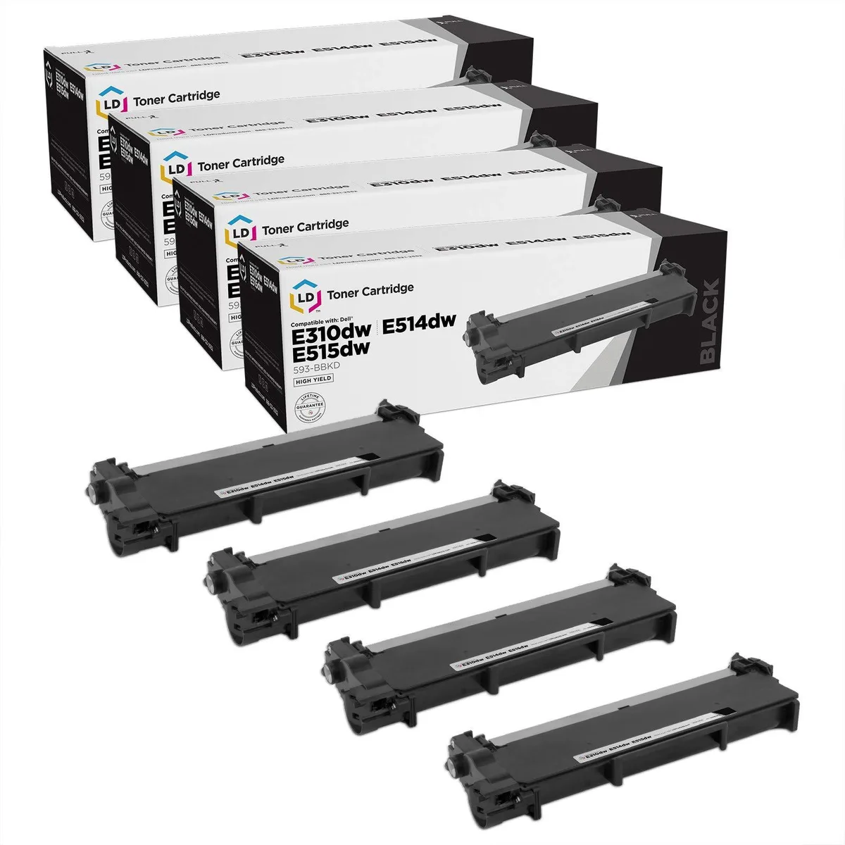 LD Products LD Products Compatible Toner Cartridge 593-BBKD P7RMX High Yield Black 4-Pack 2600 Pages — product photo
