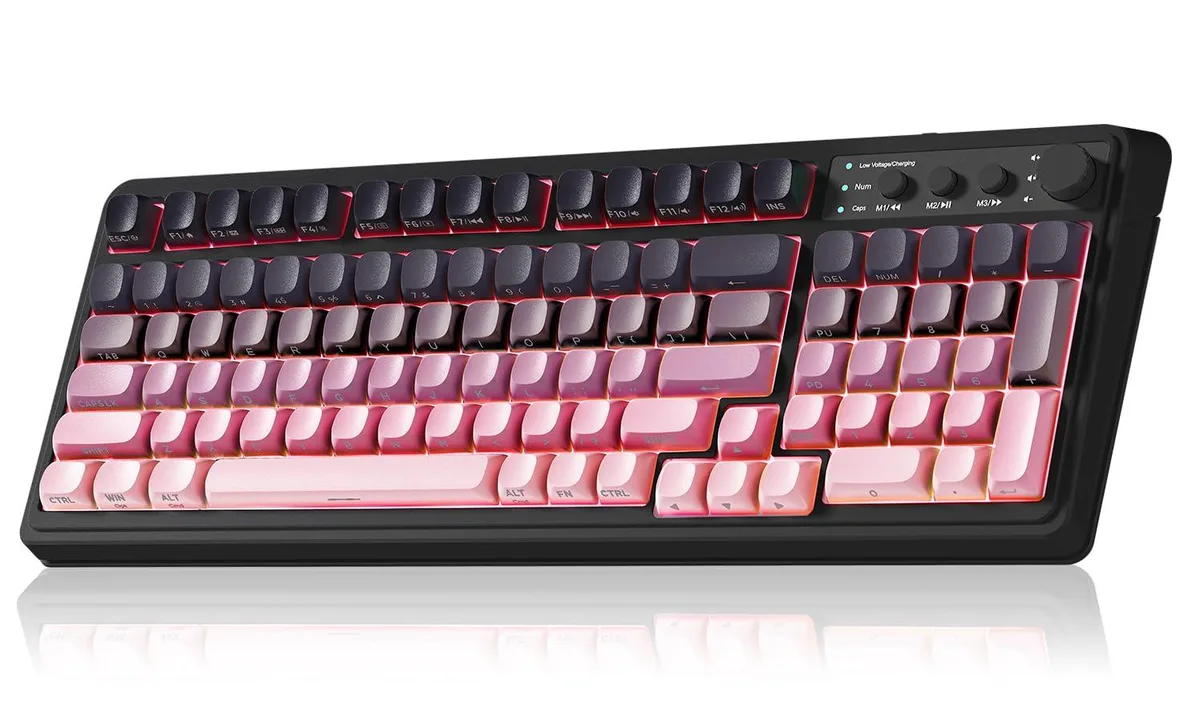 Vszerda Vszerda S99 99-key Membrane Gaming Keyboard Black & Pink Gradient RGB Tri-Mode — product photo