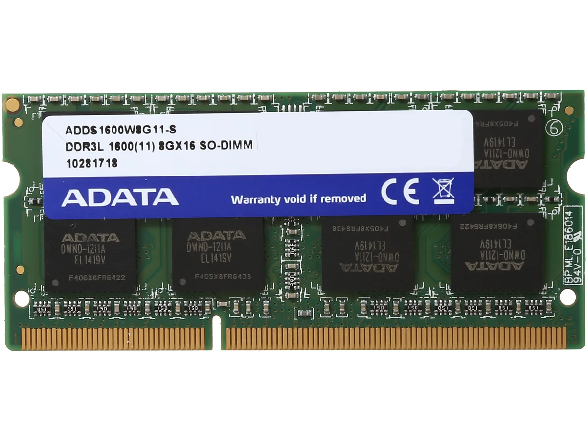 ADATA ADATA ADDS1600W8G11-S 8GB DDR3L 1600 CL11 1.35V laptop RAM — product photo