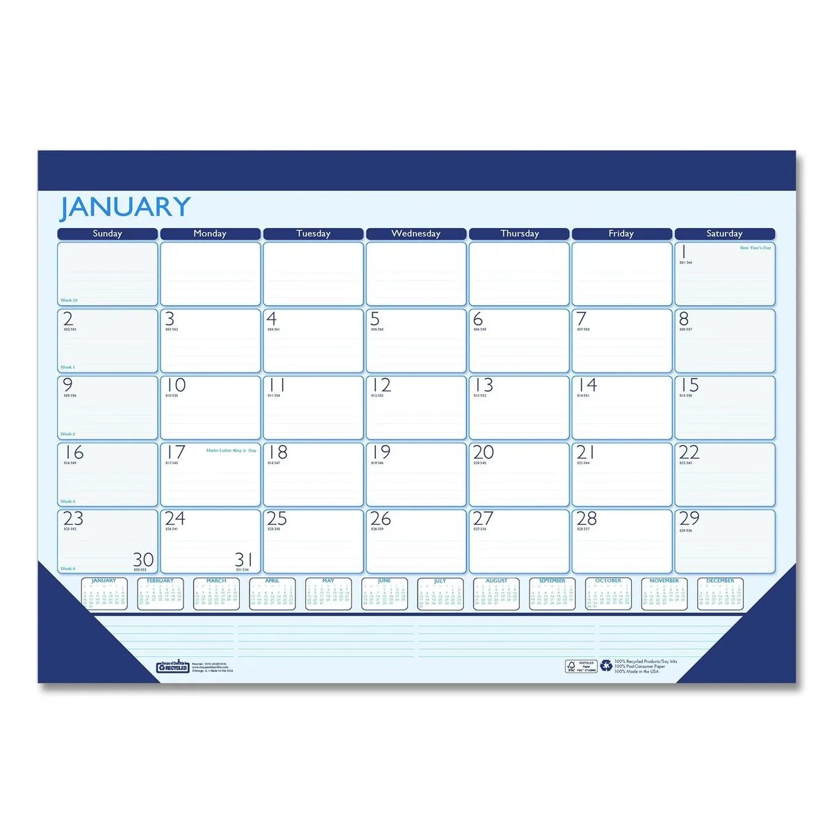 House of Doolittle House of Doolittle Contempo Desk Pad Calendar 22x17 Blue 2026 — product photo