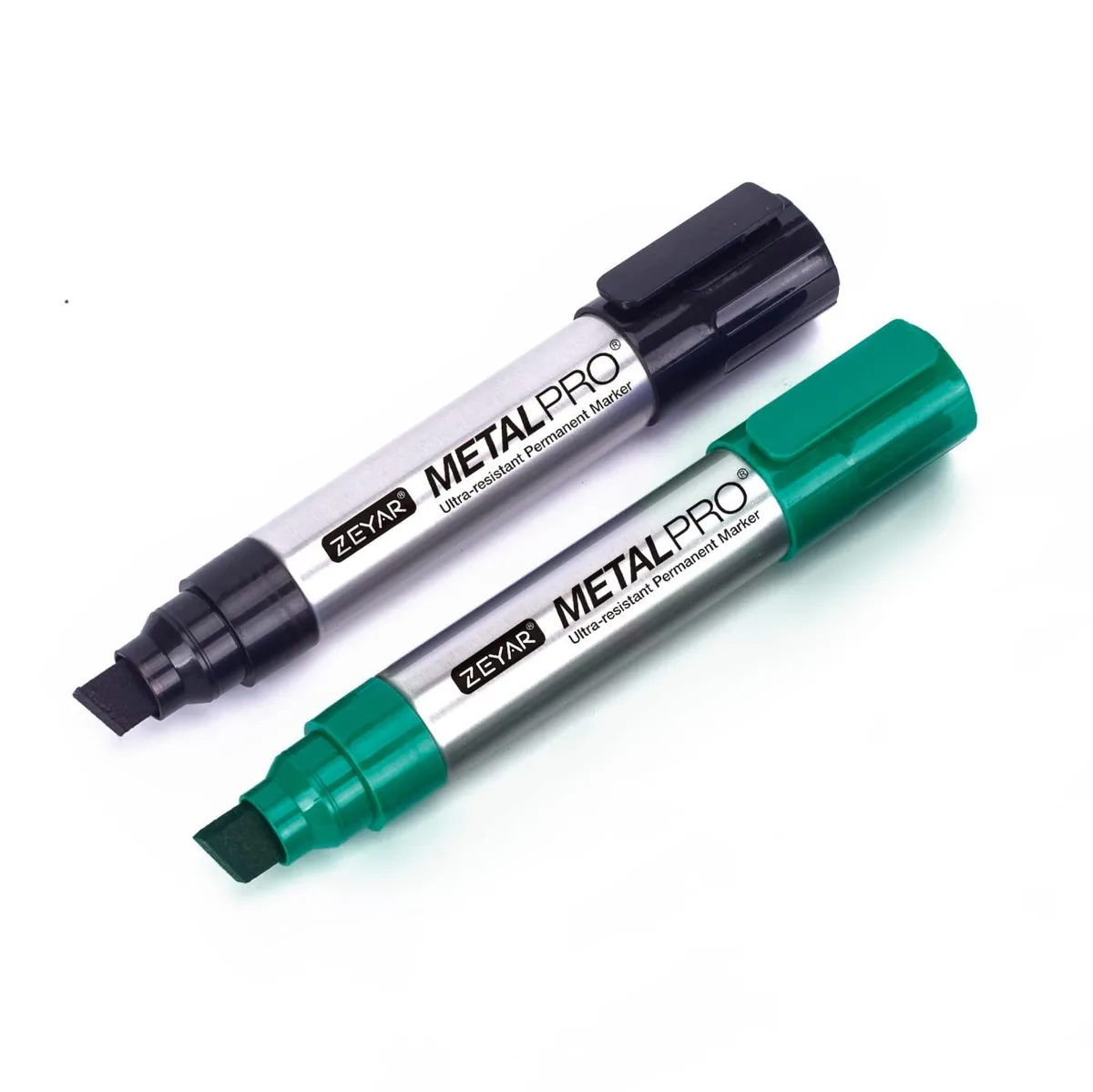  ZEYAR Jumbo Permanent Markers Aluminium Barrel Set of 2 Black Green — product photo