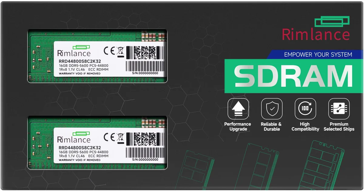 RIMLANCE RIMLANCE 32GB (2x16GB) DDR5 5600 CL46 1.1V ECC Registered RDIMM Server RAM — product photo