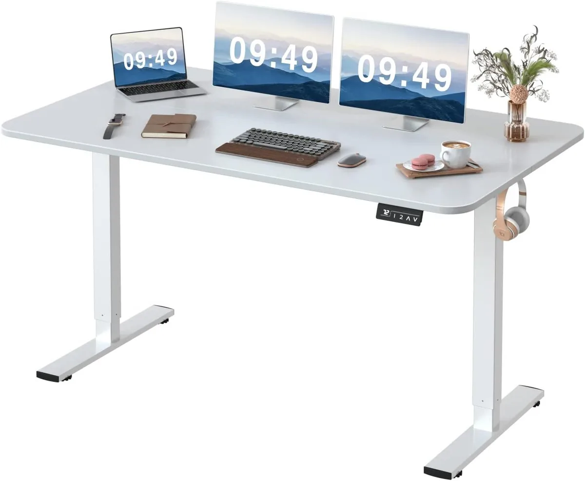 BFKK BFKK 55" Electric Standing Desk 55 x 24 Inches T-Shaped Bracket White — product photo
