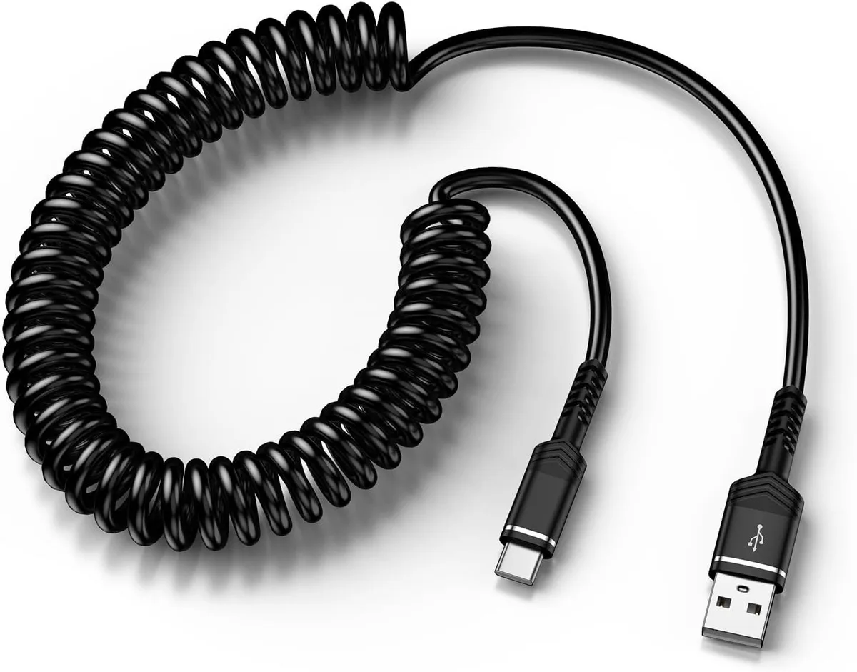 Mobee Mobee USB to USB-C Coiled Cable 3FT Retractable Car Charger — product photo
