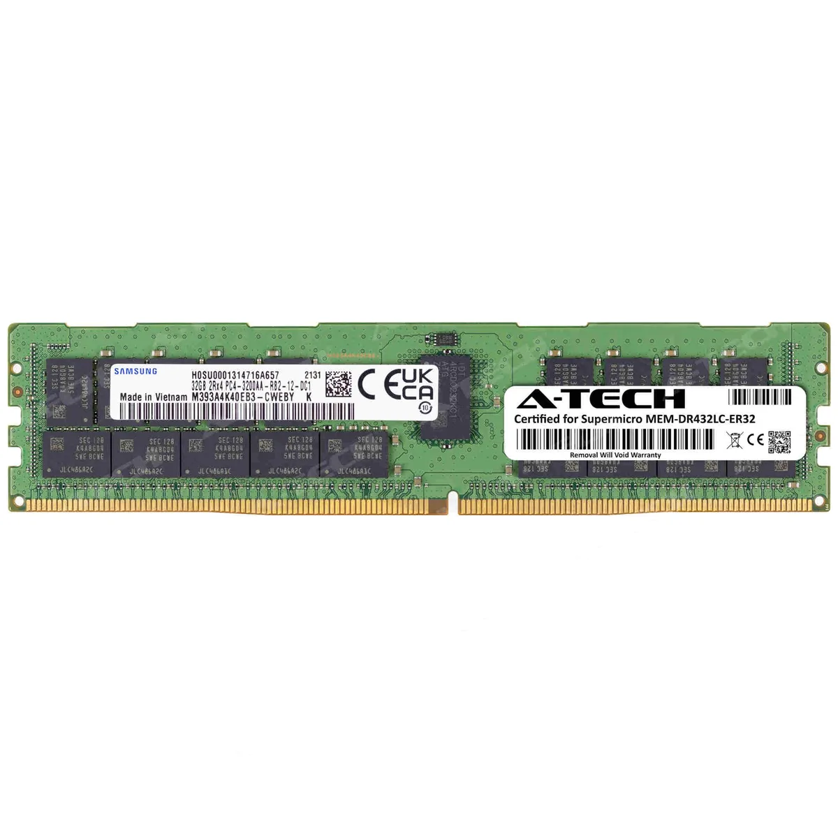 A-Tech A-Tech Supermicro Certified MEM-DR432LC-ER32 32GB DDR4 3200MHz 2Rx4 ECC RDIMM server RAM — product photo
