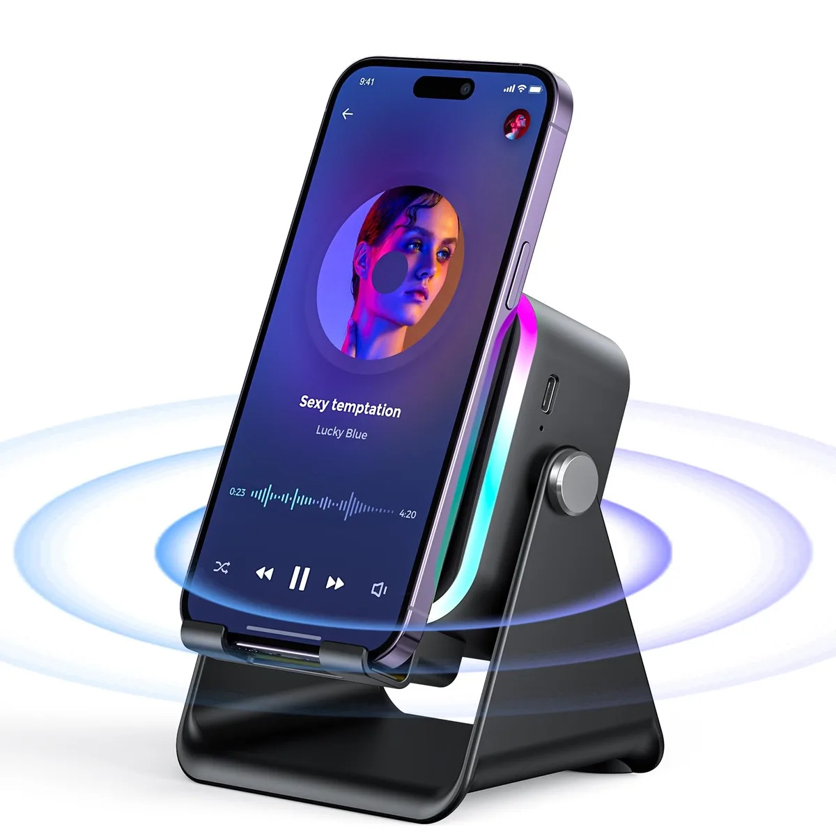  Induction Speaker with Phone Stand 5 in 1 Black — product photo