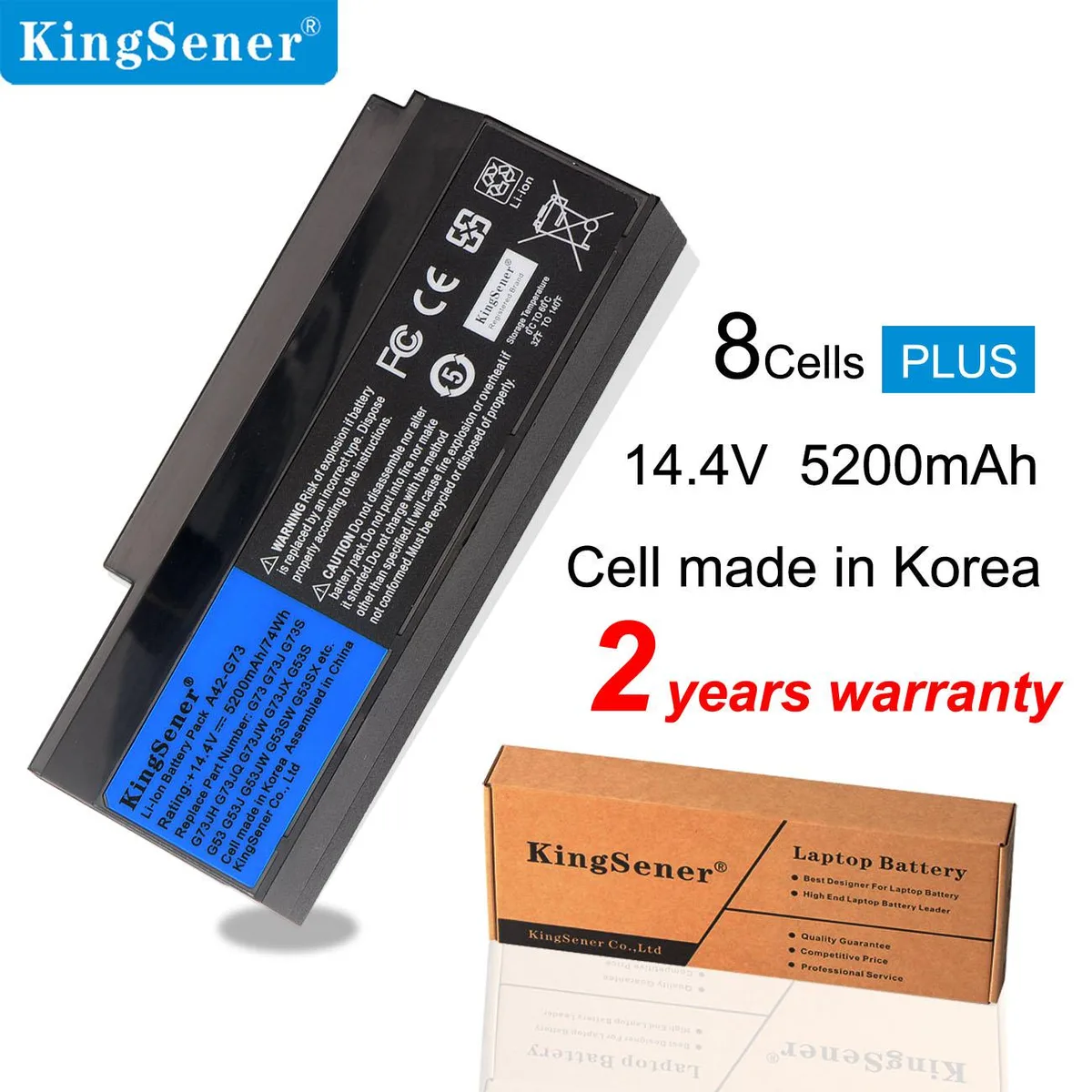 KingSener KingSener A42-G73 5200mAh 14.4V 8-cell laptop battery — product photo