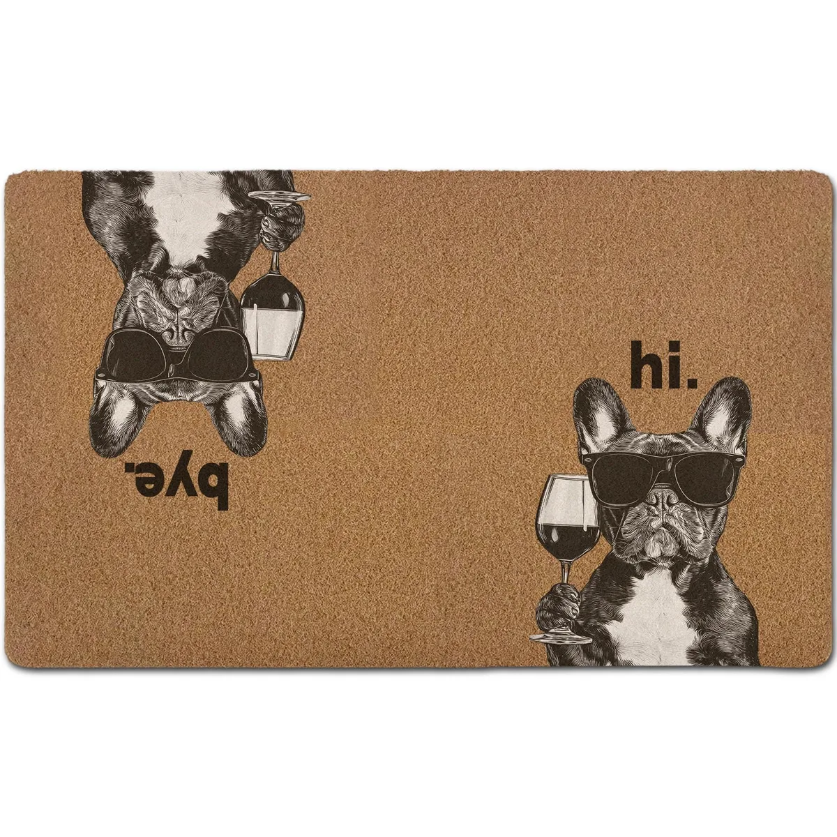 Rectangular red door mat, textured coir-inspired surface, PVC backing, 17 by 30 inches