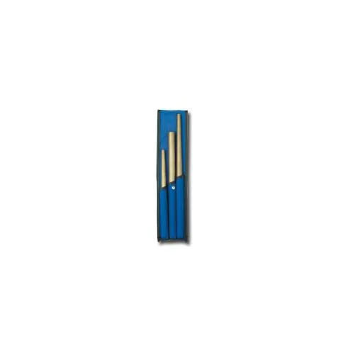 Three brass punches, 10, 14 and 15 inch lengths, one-piece design