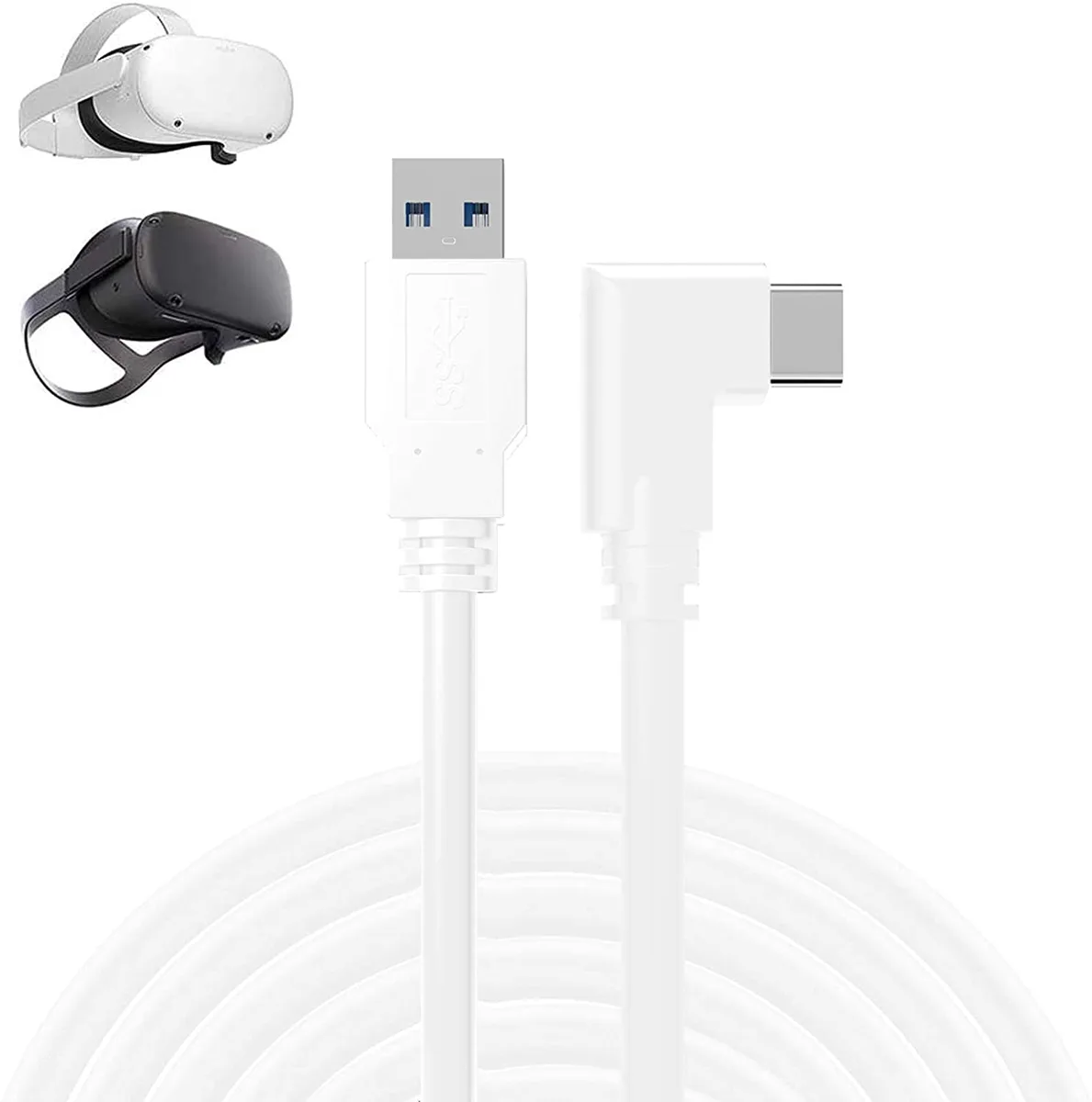 IHDAPP IHDAPP USB 3.2 Gen 1 to USB-C Link Cable 16 ft 90° White — product photo